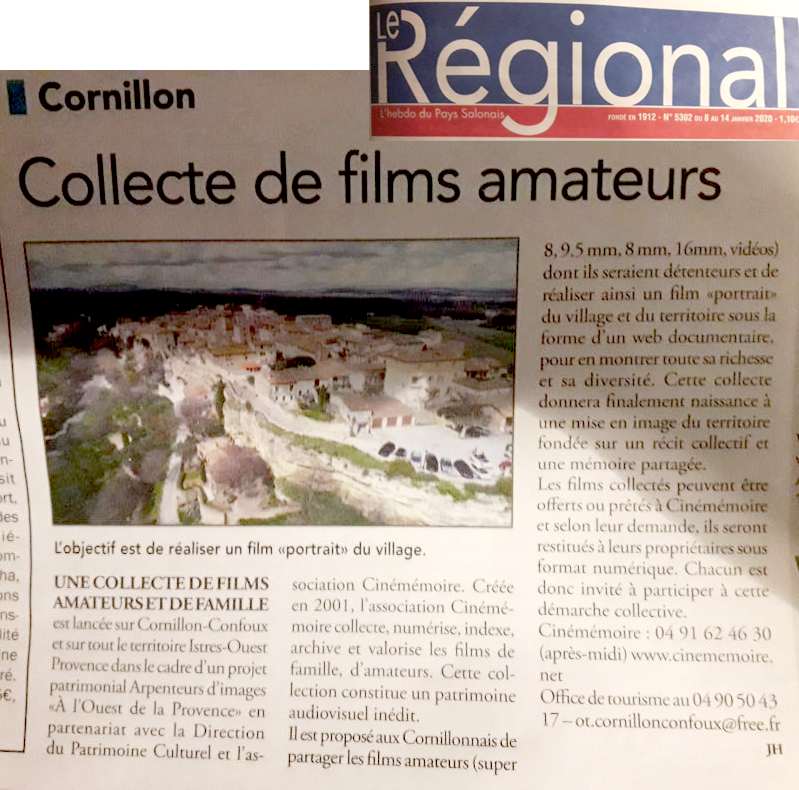 article Le Régional collecte de films Cornillon-Confoux