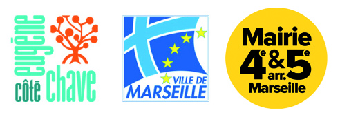 logos association côté Eugène Chave - Logo Ville de Marseille - Logo Mairie des 4ème et 5ème arrondissements de Marseille