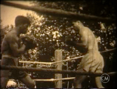 Combat de boxe en plein air, années 30